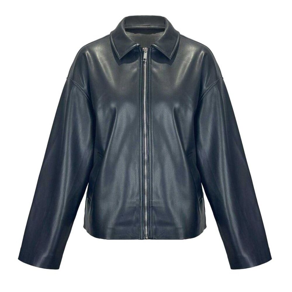 Jack Wills Womens/Ladies Faux Leather Bomber Jacket / Black